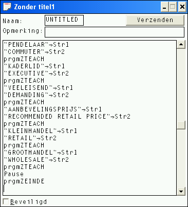 Screenshot van de geplakte code